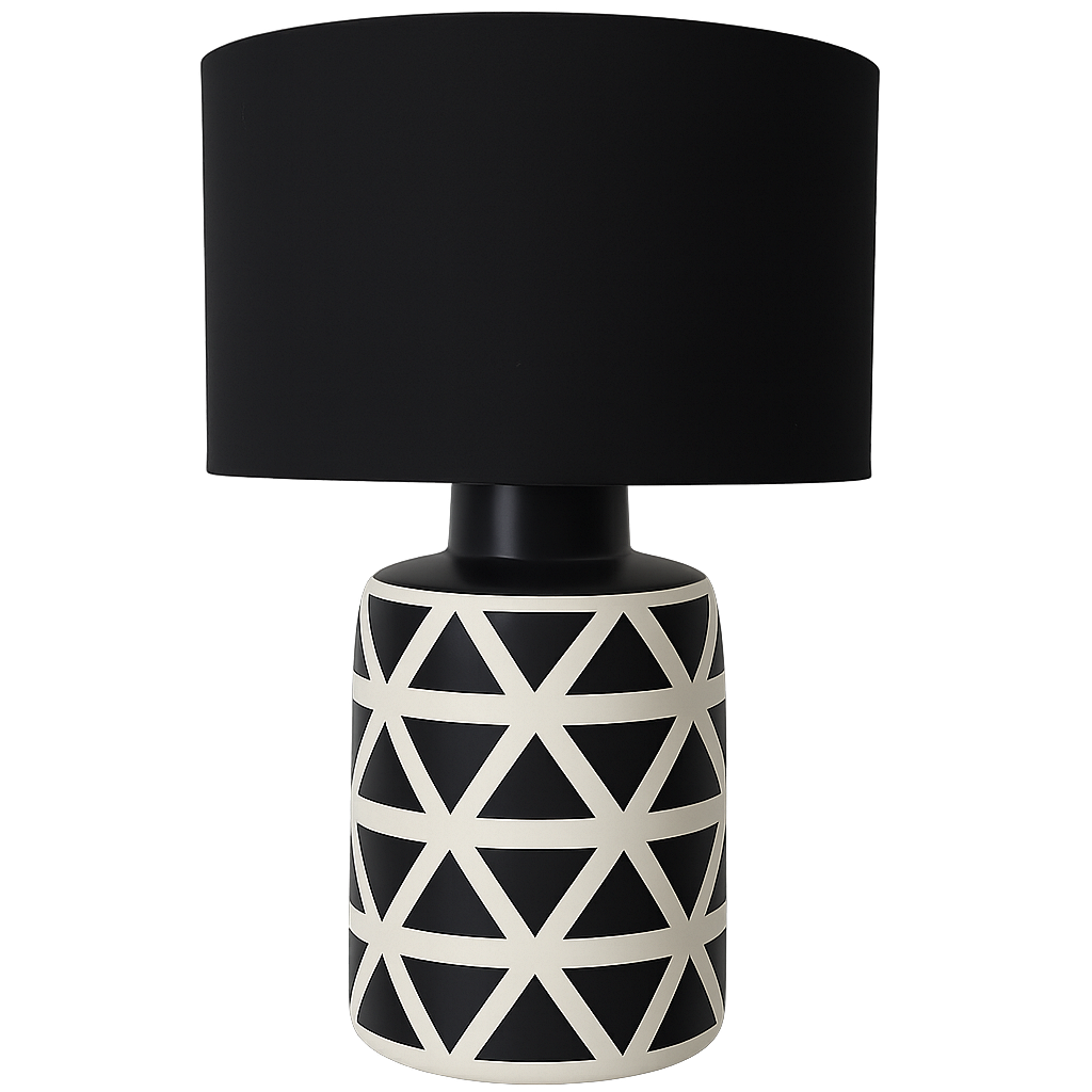 CANDEEIRO DE MESA BLACK AND WHITE COM ABAJUR