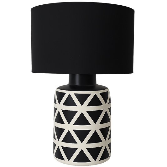 CANDEEIRO DE MESA BLACK AND WHITE COM ABAJUR